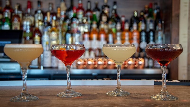 Four martini cocktails