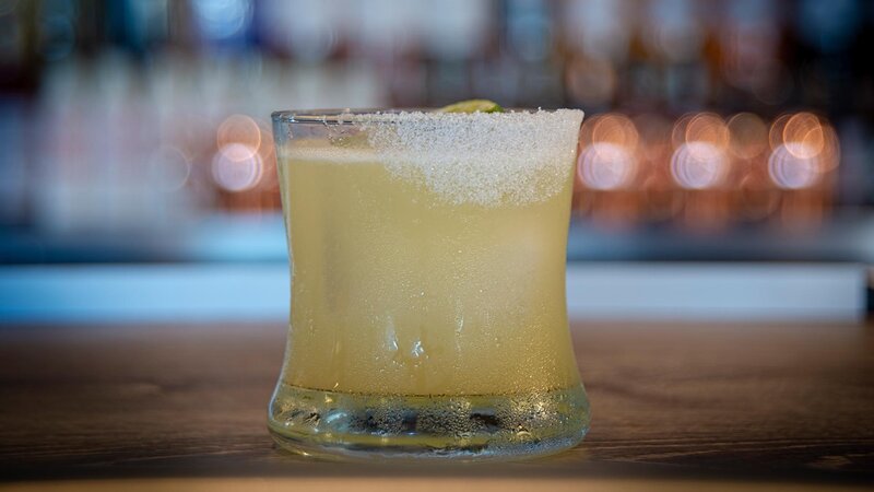 Margarita cocktail with salt on brim