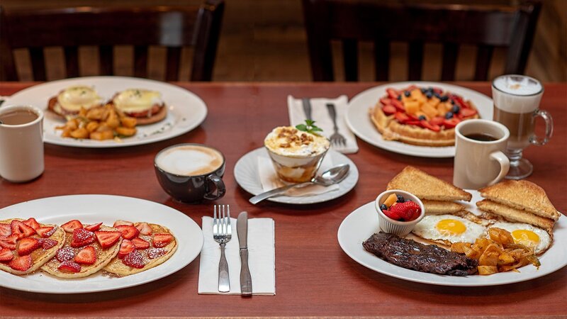 Multiple plated breakfast entrees